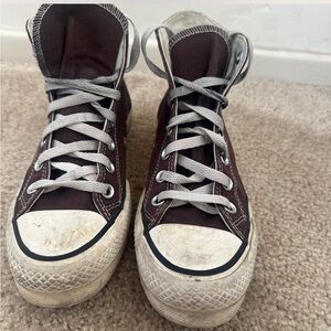 Brown platform high top converse. Size 6.